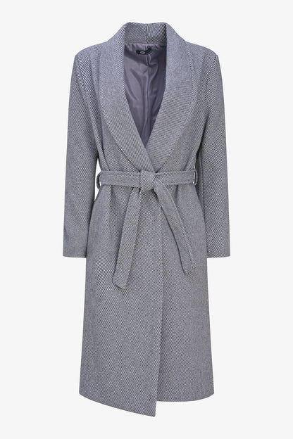 Women's Shawl-Collar Coat, Long Sleeves, Hidden Snaps & Removable Belt