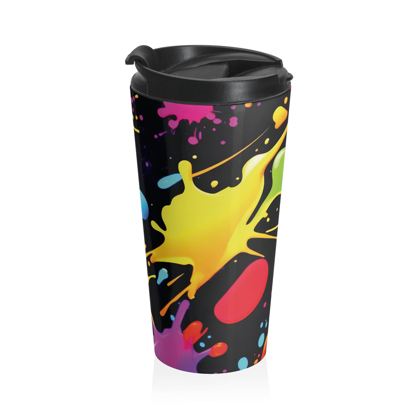 Neon Paint Splatter Stainless Steel Travel Mug | Colorful Splash Tumbler - AURABAGS SHOP