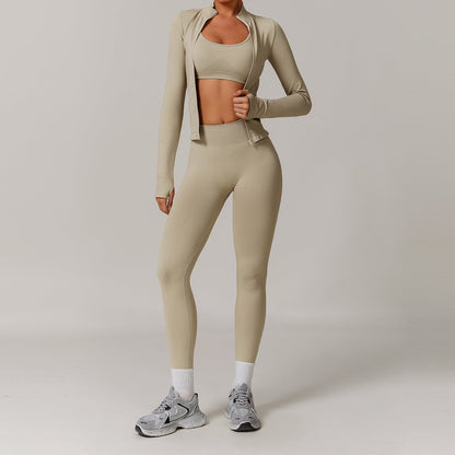 Women’s Seamless Beauty-Back Yoga Set – Quick-Dry Tight Running & Workout Activewear