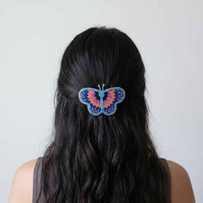 Light Blue Butterfly Beaded Barrette