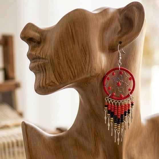 Red/burgundy/ Gold Dreamcatcher Dangles