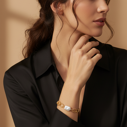 Twisted Pearl Loop Bangle