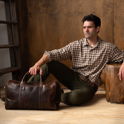 The Wayfarer Bag - Brown Classic Full-Grain Leather Duffle Bag
