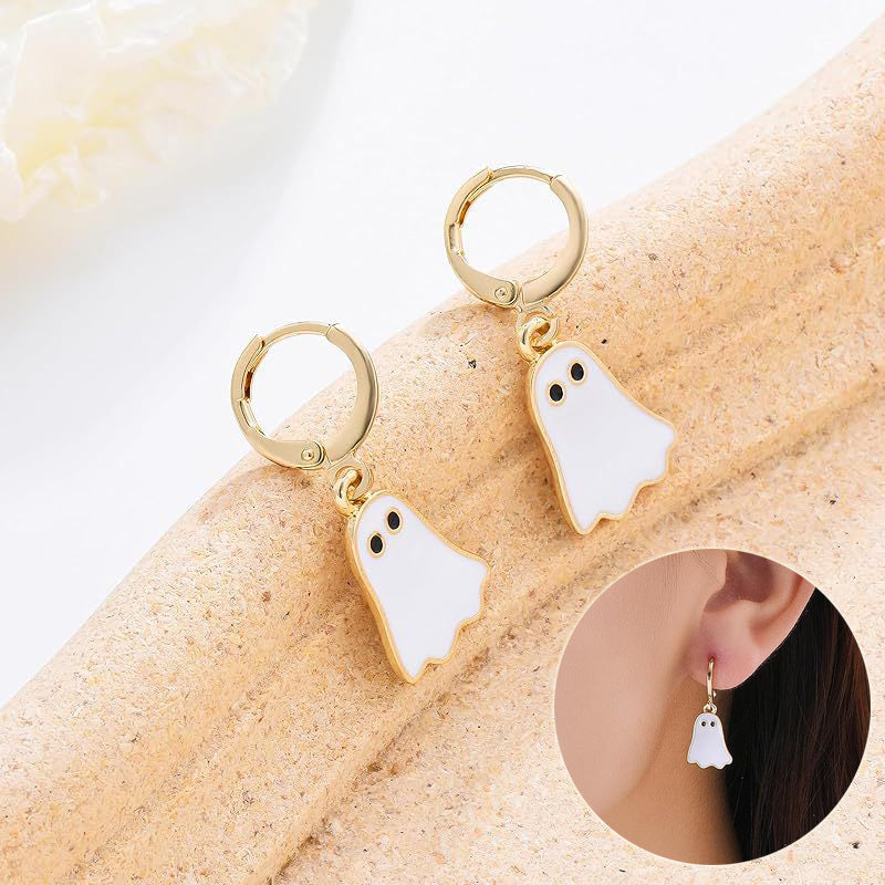 Halloween ghost huggie hoop earrings