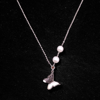 Butterfly Stainless Steel Necklace Pendants With Long Chain