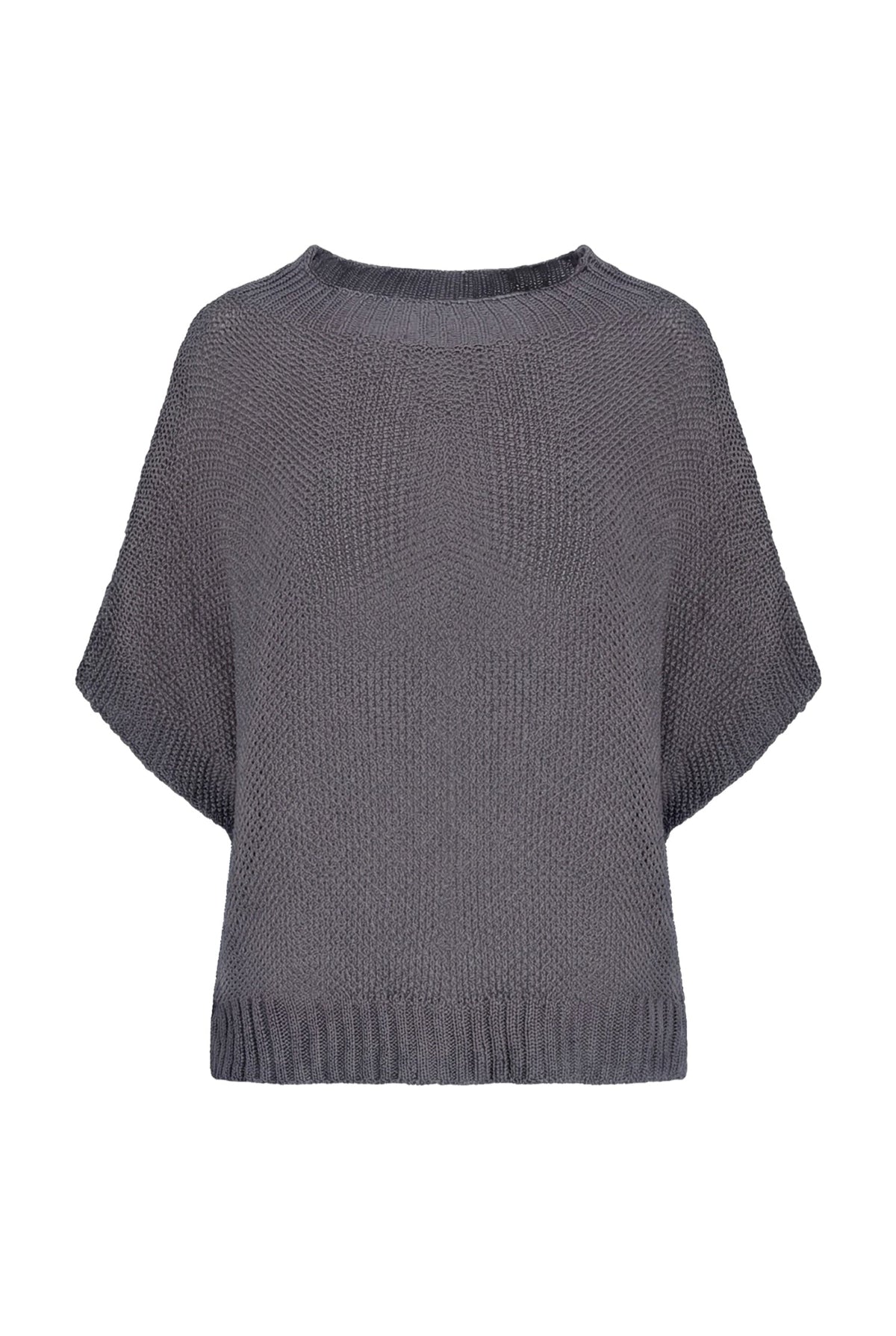Women's Knit Boat-Neck Sweater with Short Sleeves