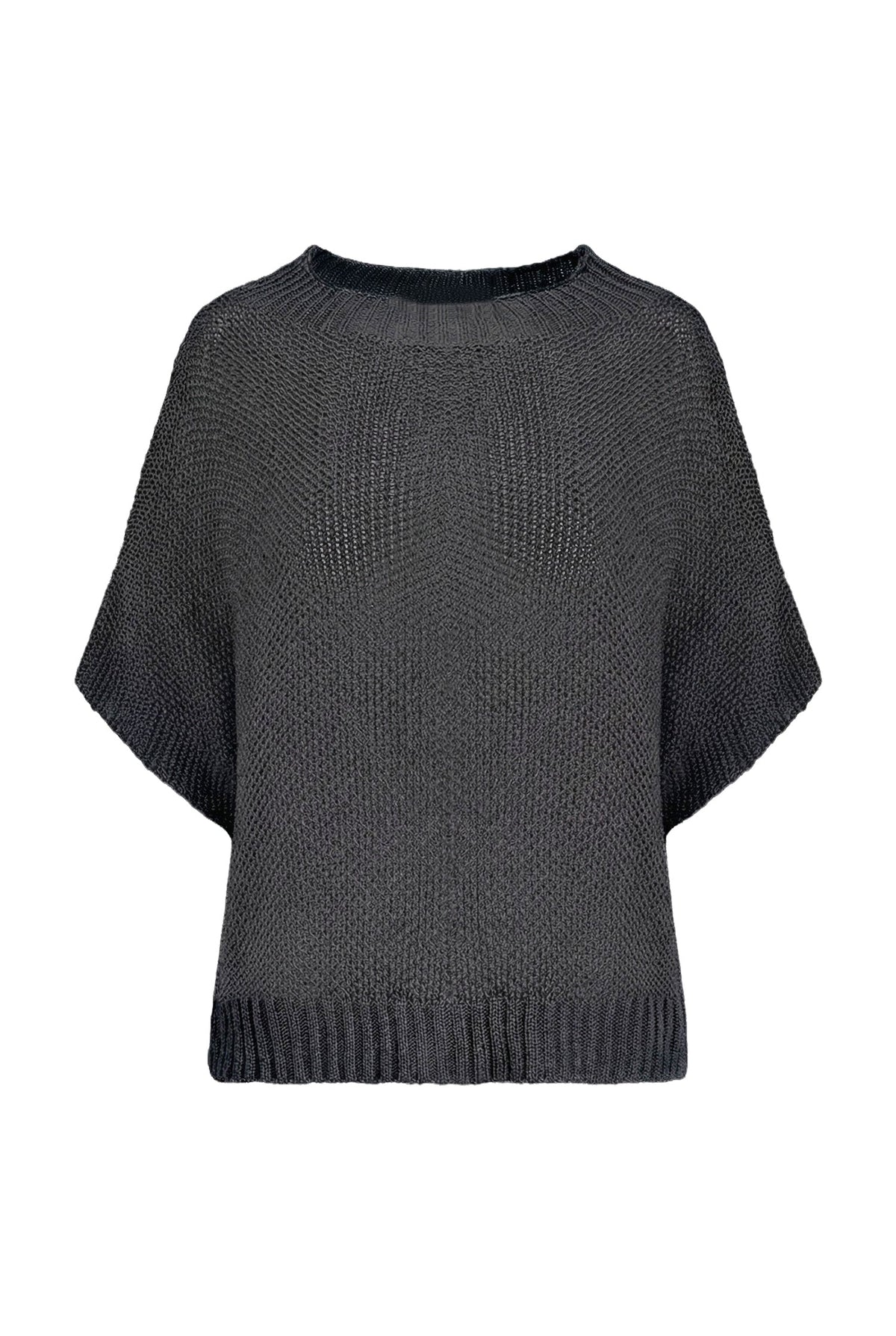 Women's Knit Boat-Neck Sweater with Short Sleeves