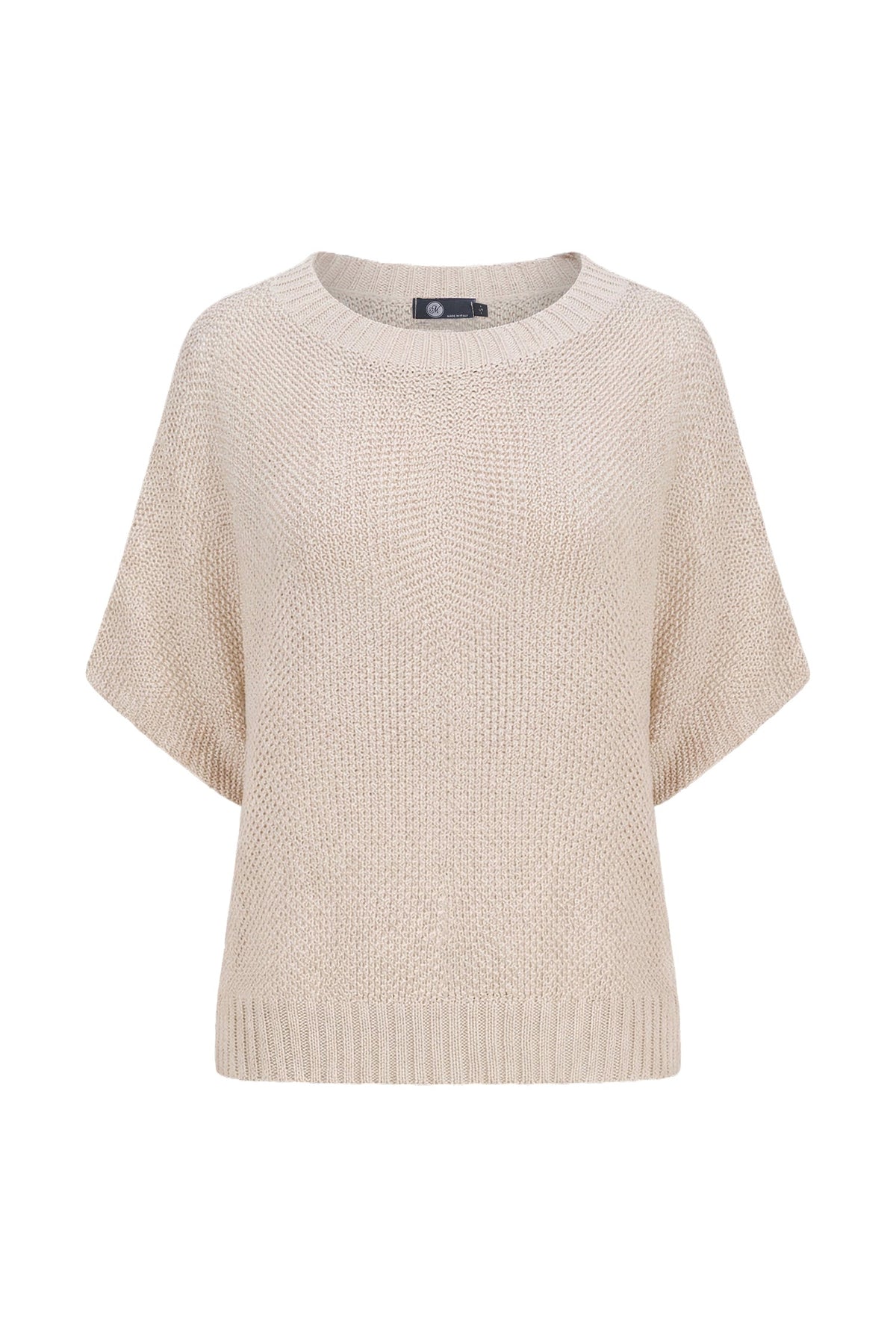 Women's Knit Boat-Neck Sweater with Short Sleeves