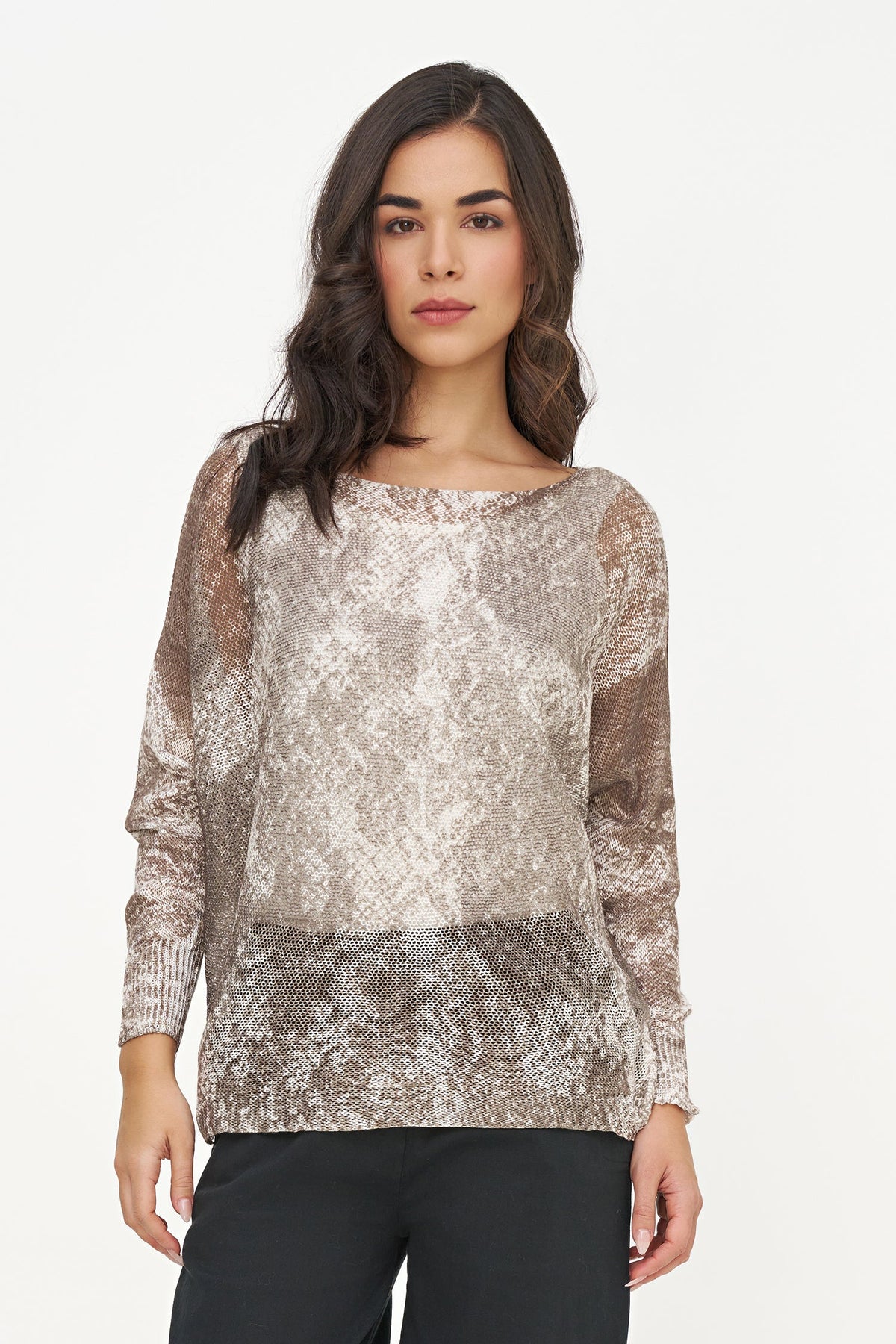 Women's Printed Boat-Neck Sweater
