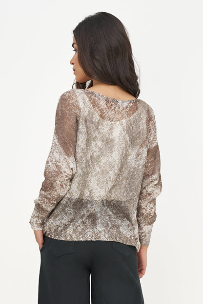 Women's Printed Boat-Neck Sweater