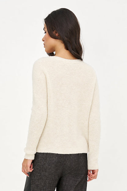 Women's Soft Brushed-Knit V-Neck Sweater with Long Sleeves