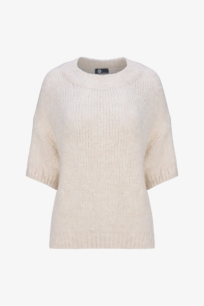 Women's Knit Crew-Neck Sweater with Elbow-Length Sleeves