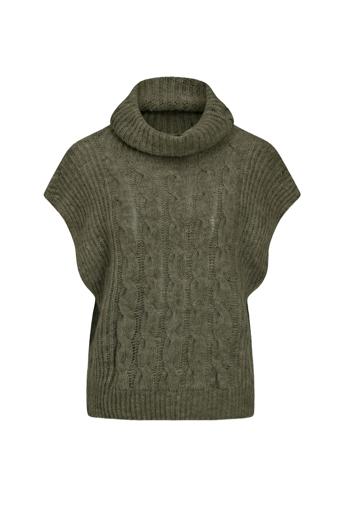 Women's Cable-Knit Turtleneck Sleeveless Sweater