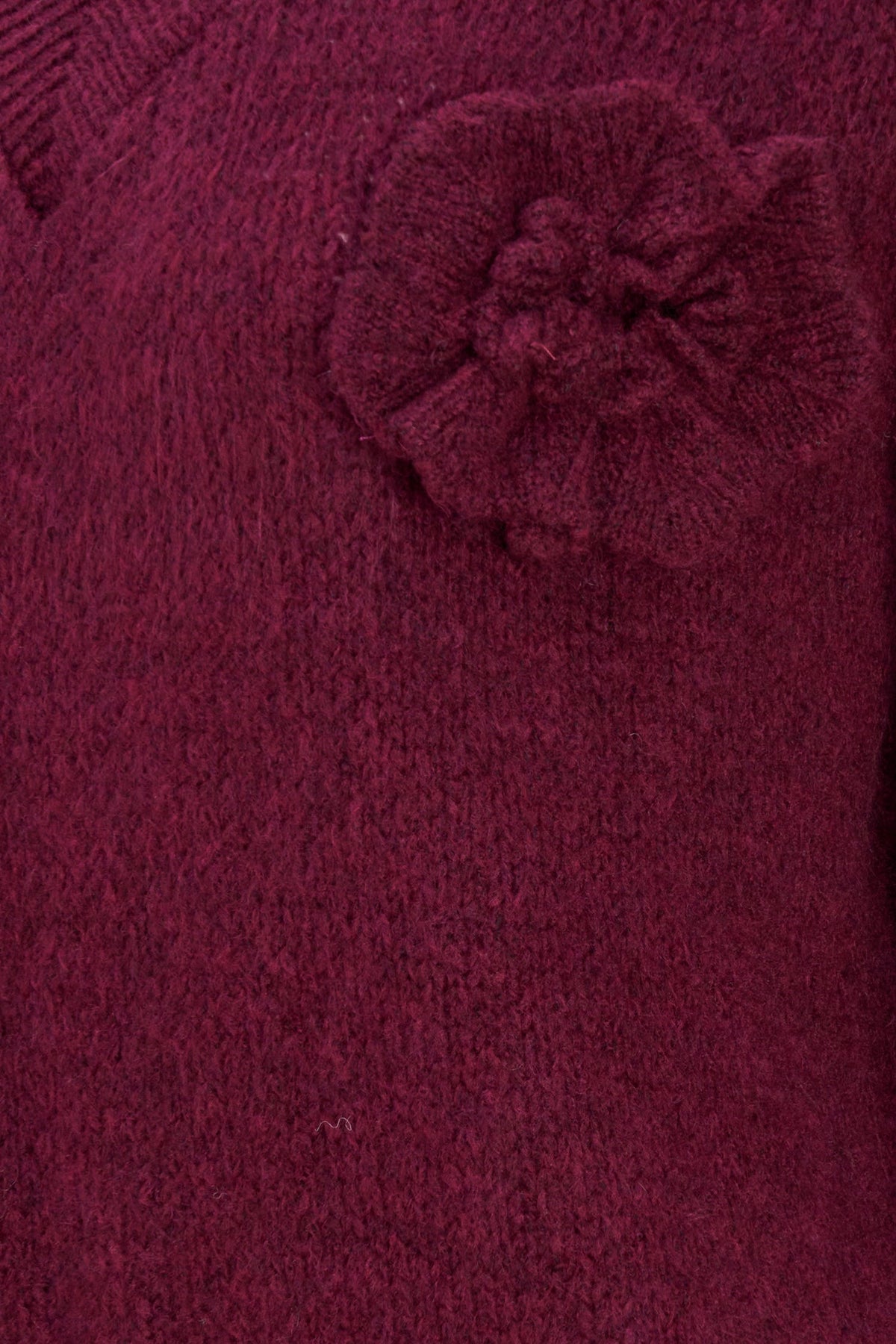 Women's Knit V-Neck Sweater, Long Sleeves & Flower Details