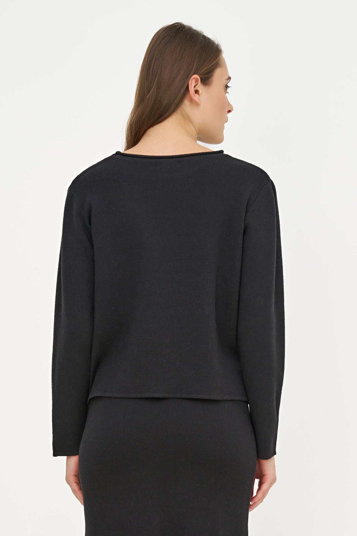 Women's Knit Crew-Neck Sweater, Long Sleeves & Pearl Details