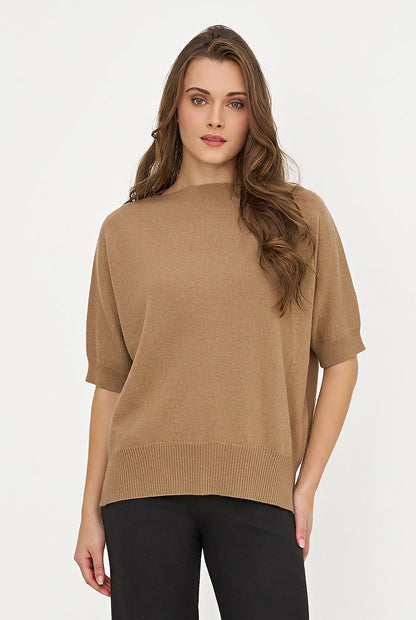 Women's Oversized Crew-Neck Sweater with Elbow-Length Batwing Sleeves
