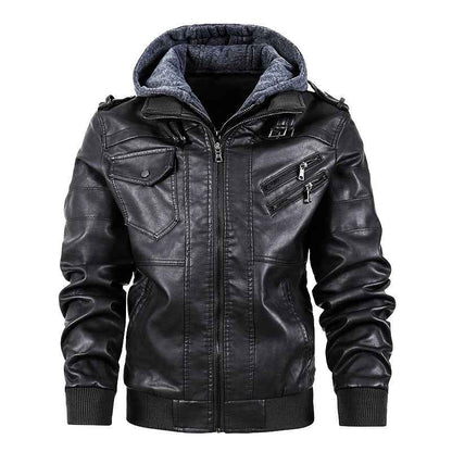 Men's Motorcycle-Style PU Leather Jacket