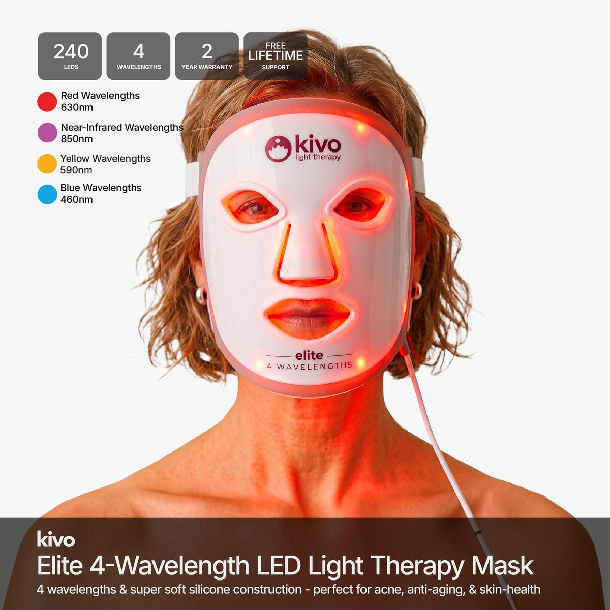 Kivo Elite 4-wavelength Red Light Therapy LED Face Mask