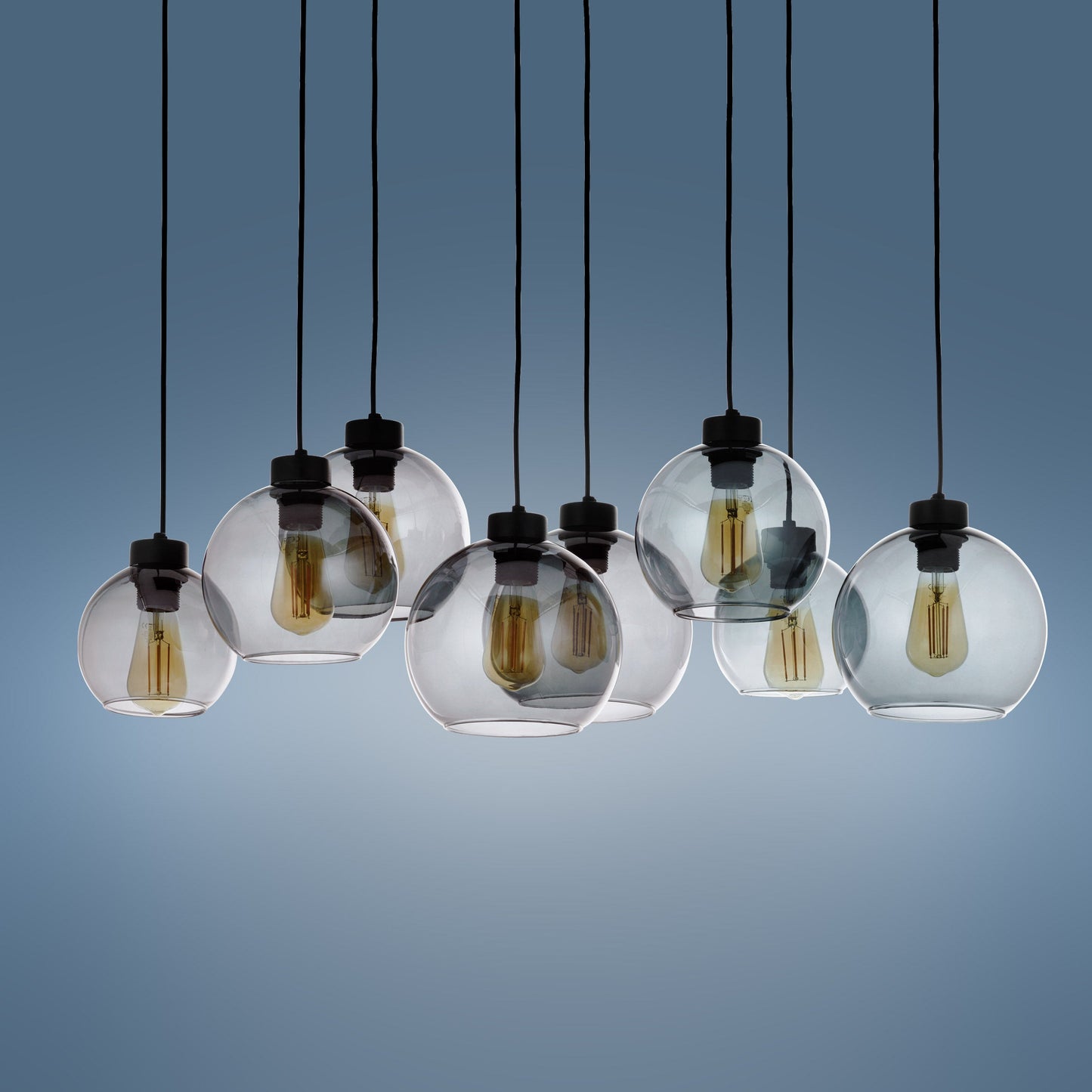 CUBUS Graphite Glass Scandinavian Pendant Light Fixture for Kitchen Island, Dining Room & Living Room (8-Light) - AURABAGS SHOP