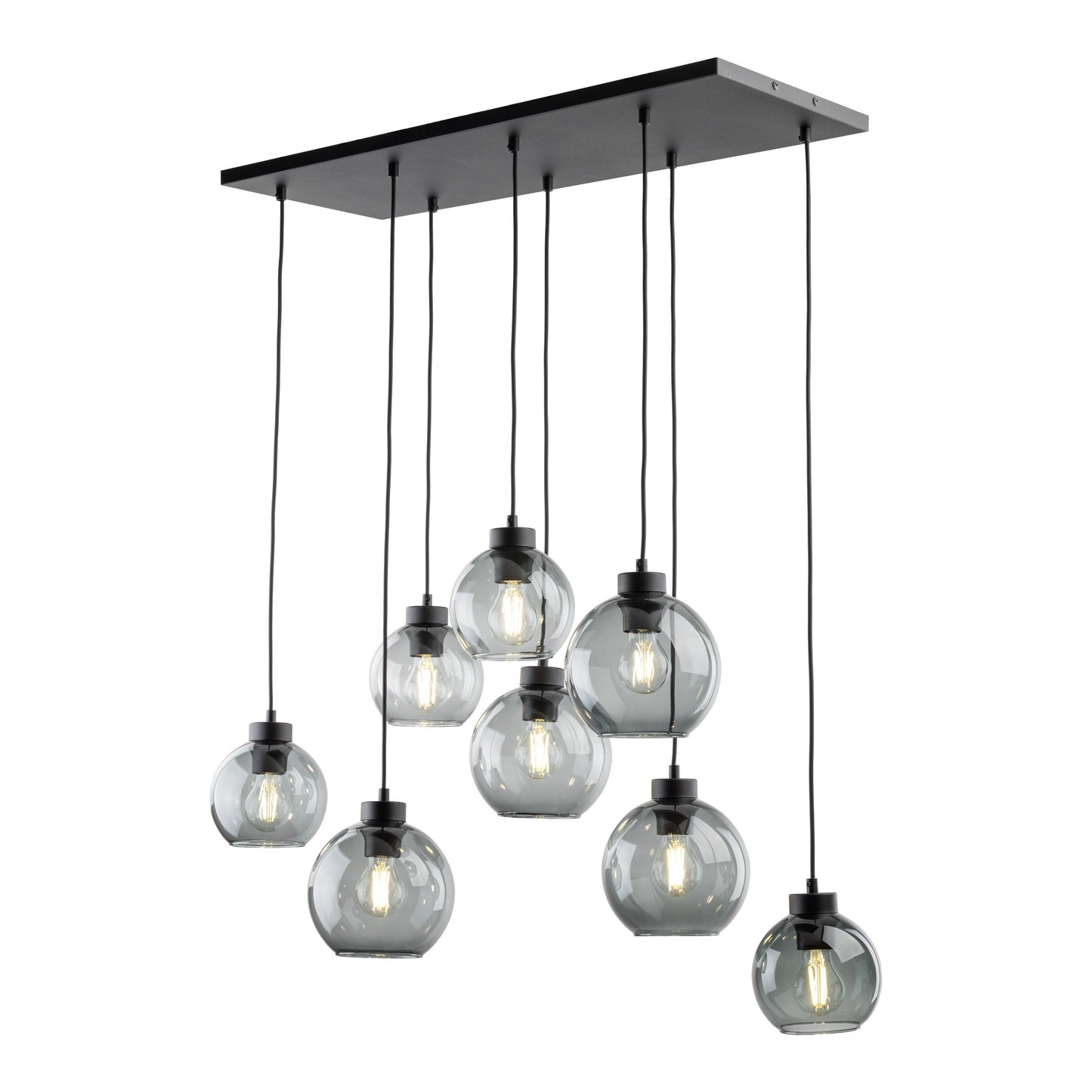 CUBUS Graphite Glass Scandinavian Pendant Light Fixture for Kitchen Island, Dining Room & Living Room (8-Light) - AURABAGS SHOP