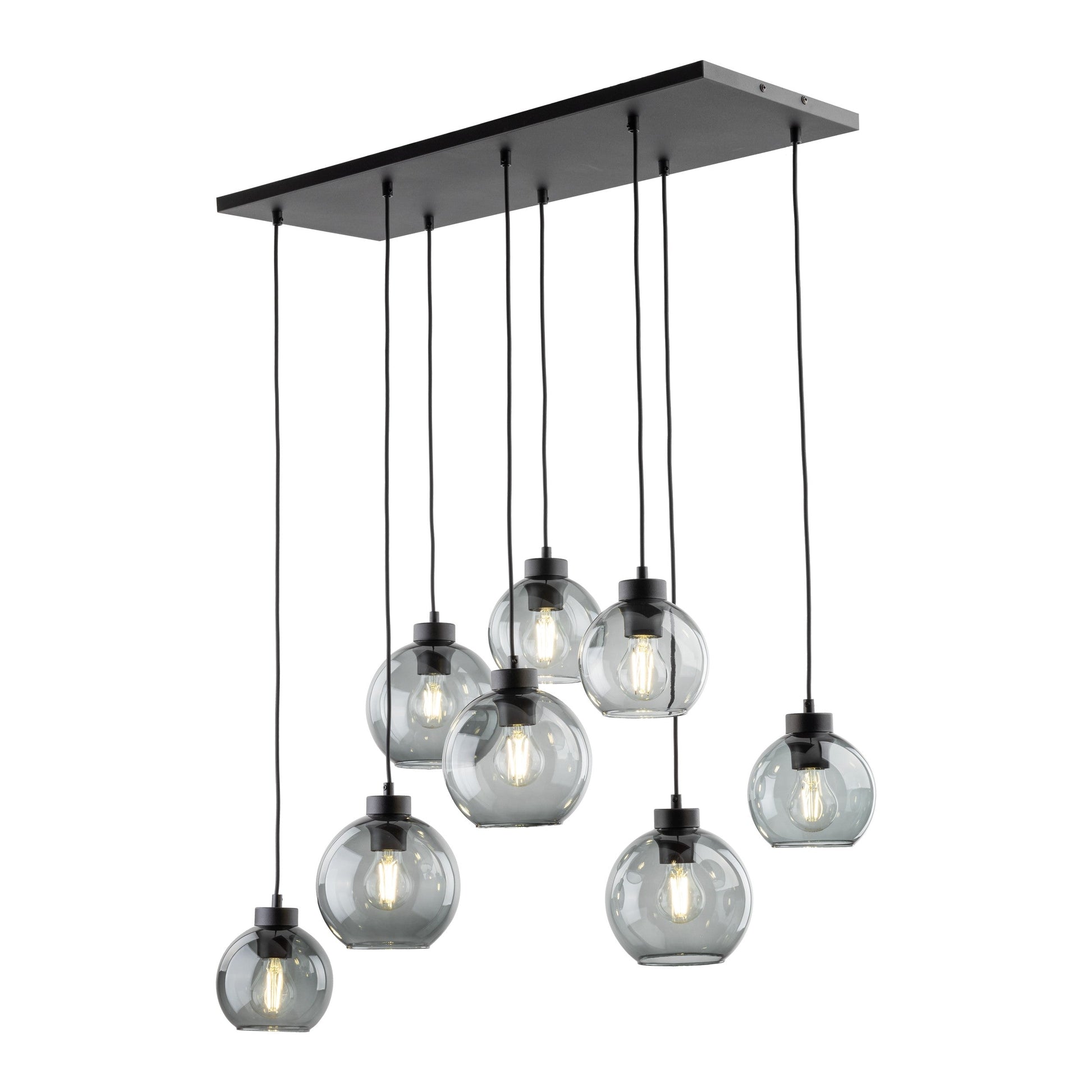 CUBUS Graphite Glass Scandinavian Pendant Light Fixture for Kitchen Island, Dining Room & Living Room (8-Light) - AURABAGS SHOP