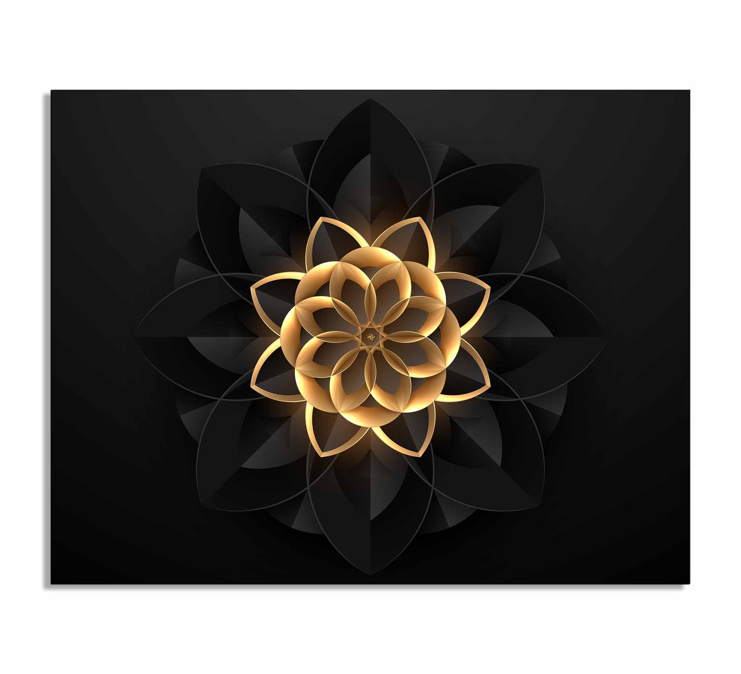Wandbild Abstrakte Blume in Schwarz und Gold – Edle und moderne Wandkunst – Goldlack