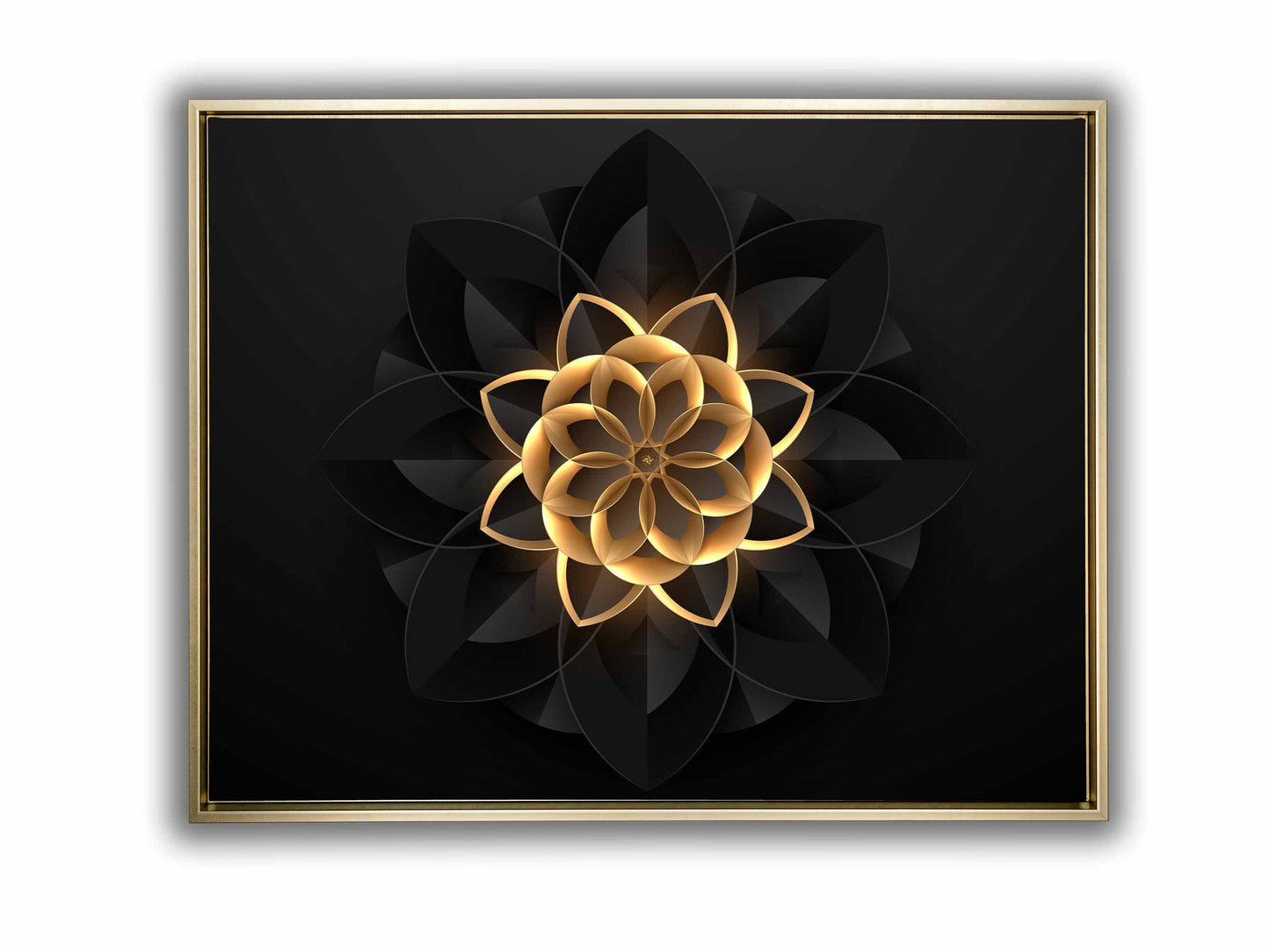 Wandbild Abstrakte Blume in Schwarz und Gold – Edle und moderne Wandkunst – Goldlack