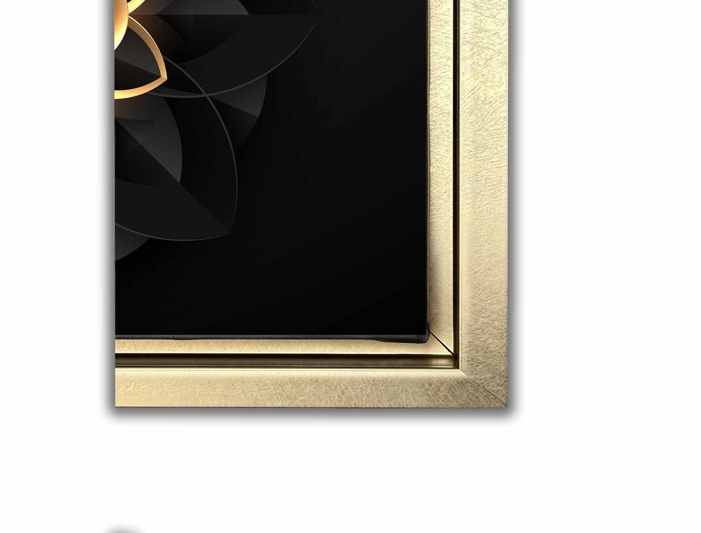 Wandbild Abstrakte Blume in Schwarz und Gold – Edle und moderne Wandkunst – Goldlack