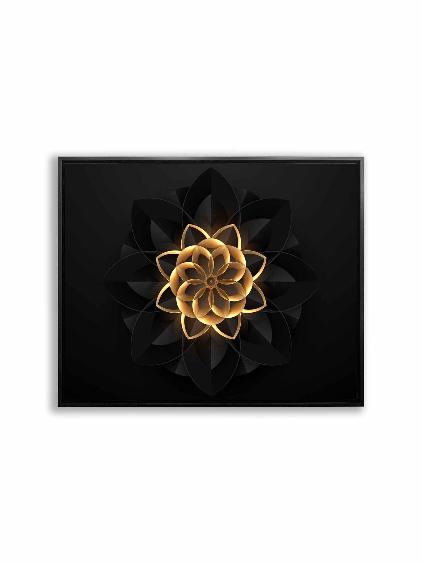 Wandbild Abstrakte Blume in Schwarz und Gold – Edle und moderne Wandkunst – Goldlack