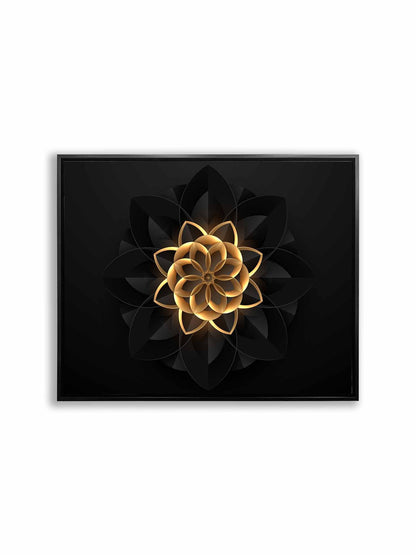Wandbild Abstrakte Blume in Schwarz und Gold – Edle und moderne Wandkunst – Goldlack