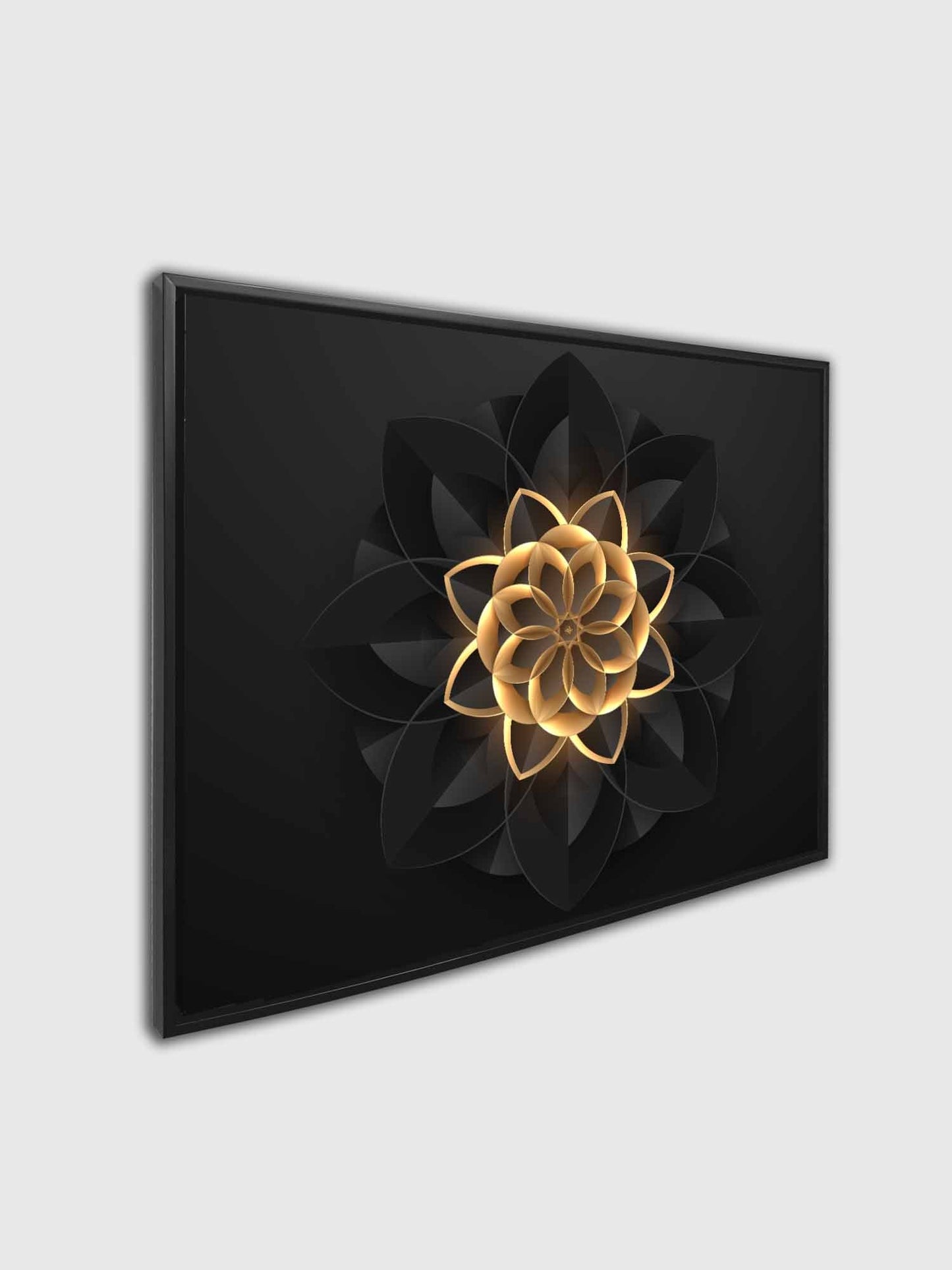 Wandbild Abstrakte Blume in Schwarz und Gold – Edle und moderne Wandkunst – Goldlack