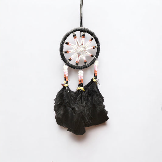 Handmade Black Dreamcatcher with Black Feathers