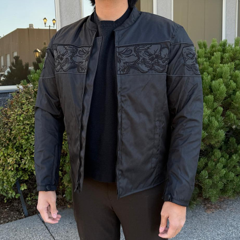 Open Road Men's Reflective Skull Cordura Motorcycle Jacket