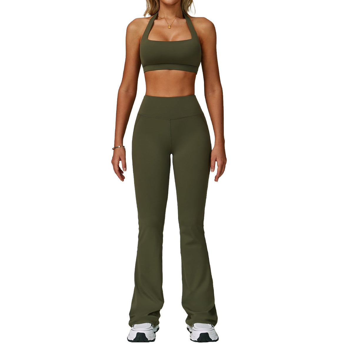 Women’s Backless Halter Yoga Workout Set – Tight-Fit Quick-Dry Activewear