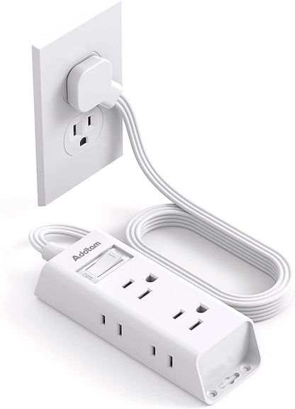Travel Essentials - Flat Plug Power Bar, Addtam 5 ft Ultra Flat Extension Cord with 6 Outlets Extender, Multi Plug Outlet with No Surge Protector for Cruise Ship, Dorm Room, Home and Office Essentials 🍁 All In One Marketplace Canada