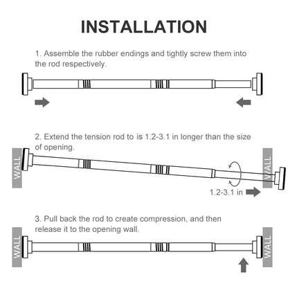 Ausemku Shower Curtain Rod Tension - 32-80 Inch Never Rust Non-Slip Spring Tension Curtain Rod No Drilling Stainless Steel Curtain Rod Use Bathroom Kitchen（Black） 🍁 All In One Marketplace Canada