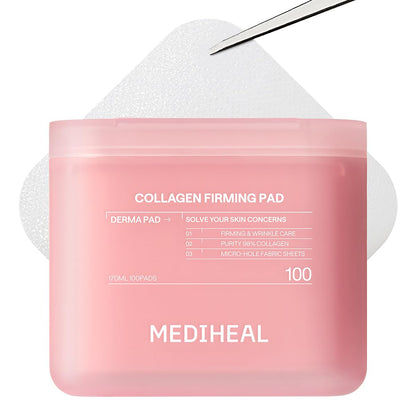 MEDIHEAL Collagen Firming Toner Pad – Korean Skincare, 98% Vegan Collagen with Retinol & 7 Peptides, Firming, Plumping & Wrinkle Care, Micro-Hole Fabric, 100 Pads 🍁 All In One Marketplace Canada