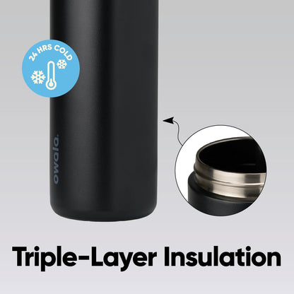 Owala FreeSip Insulated Stainless Steel Water Bottle with Straw, BPA-Free Sports Water Bottle, Great for Travel, 32 Oz, Very, Very Dark 🍁 All In One Marketplace Canada