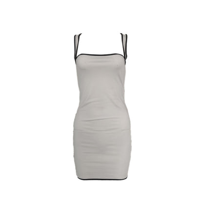 Women’s Elegant Square-Neck Color-Block Slip Dress – Sleeveless Casual Summer Midi Dress