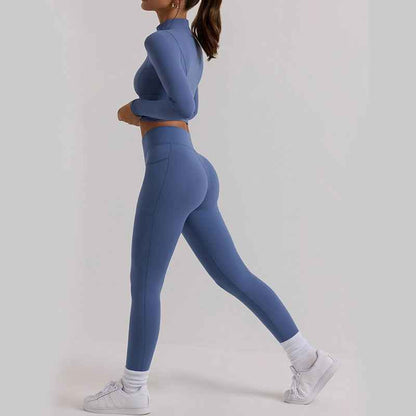 Women’s Long-Sleeve Yoga Workout Set – Top & Trousers Exercise Outfit