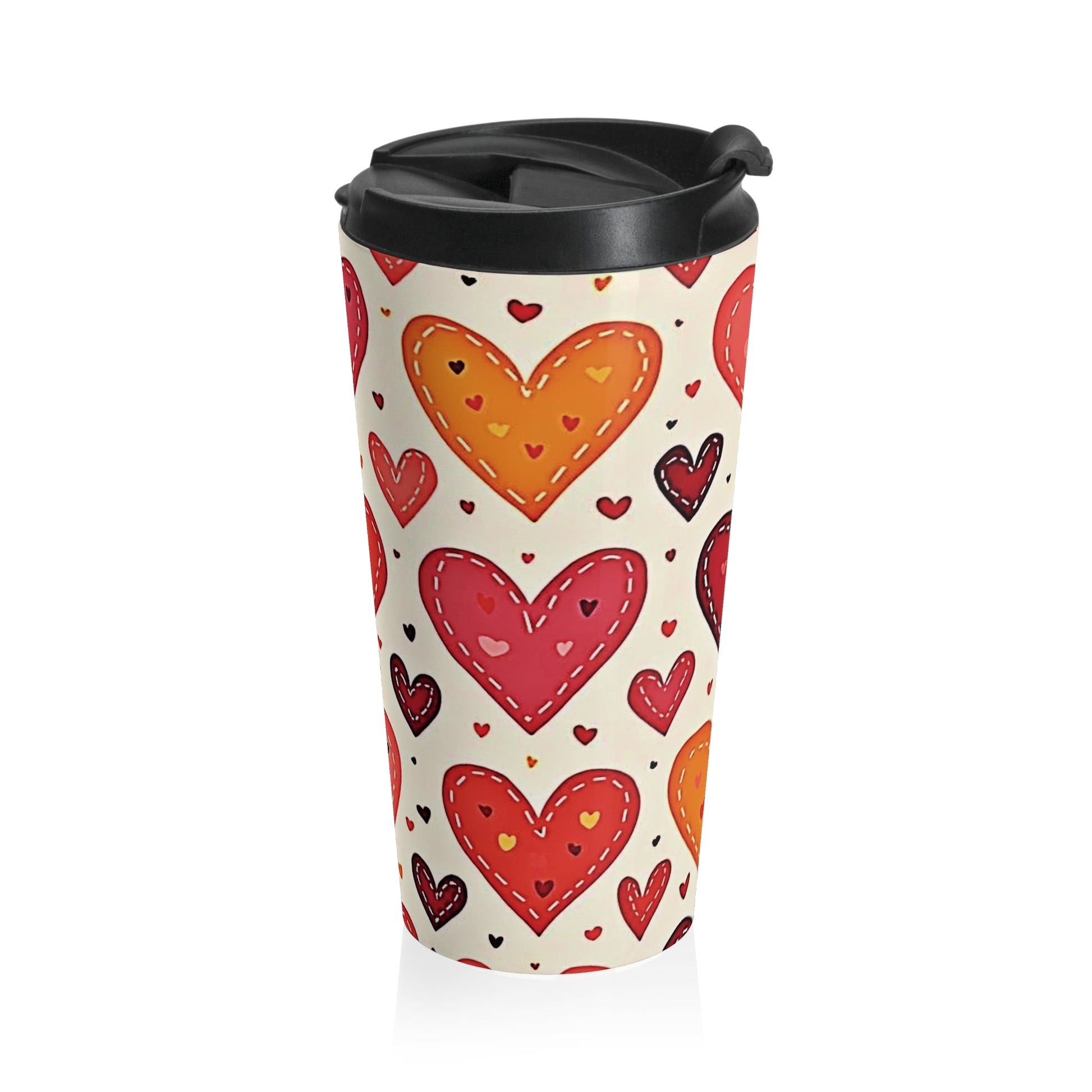 Hand Drawn Hearts Stainless Steel Travel Mug | Valentine Pattern - AURABAGS SHOP