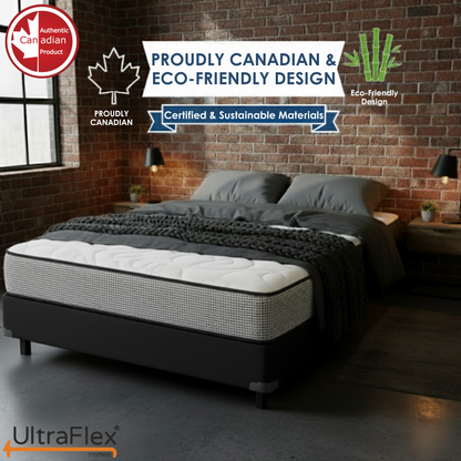 UltraFlex® DreamWeaver Mattress and BoxSpring Set Medium Firm Pocket Coil Hybrid Mattress – Canadian-Made Orthopedic Support with Cooling Gel Foam, Quilted Top, Breathable & Hypoallergenic Comfort, Edge Support & Motion Isolation