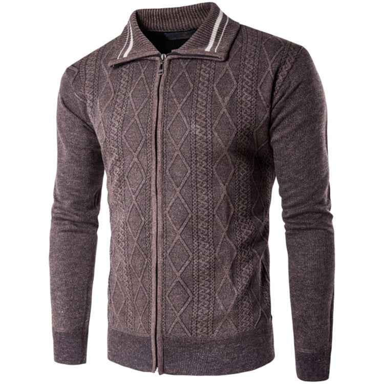 Men's Thickened Cotton Cardigan Zipper Lapel Sweater