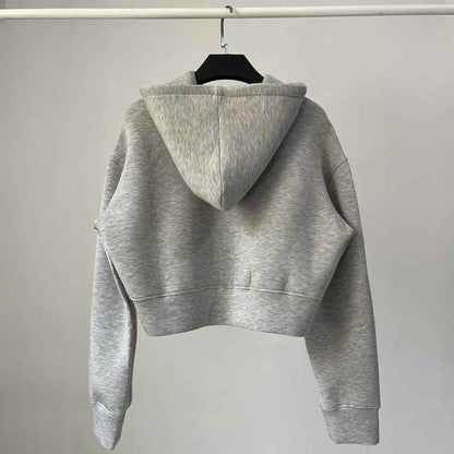 Women's Solid-Color Loose-Fit Hooded Sweatshirt