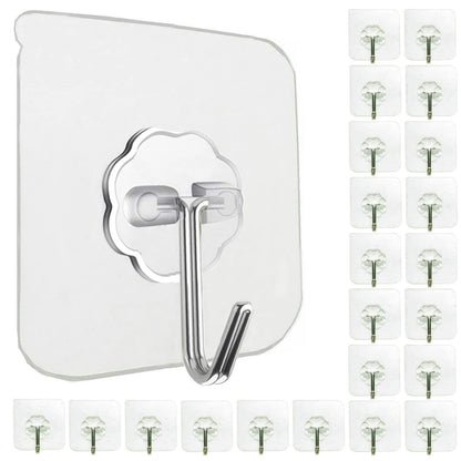 Jwxstore 24 Pack Wall Hooks for Hanging 33lb(Max) Heavy Duty Self Adhesive Hooks Transparent Waterproof Sticky Hooks for Keys Bathroom Shower Outdoor Kitchen Door Home Improvement Utility Hooks 🍁 All In One Marketplace Canada