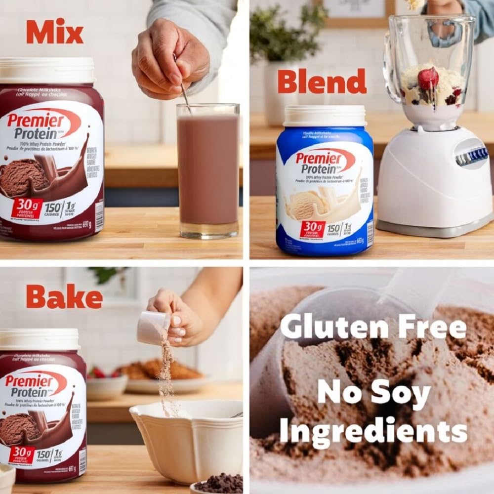 Premier Protein Powder, Chocolate Milkshake, High Protein Powder, 30g of Protein, 1g Sugar, 100% Whey Protein, Keto Friendly, Gluten Free, 17 Servings, 697 Grams 🍁 All In One Marketplace Canada