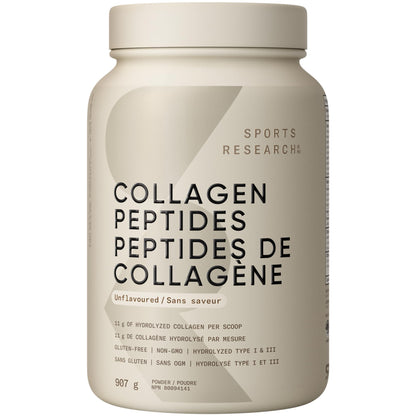 Sports Research® Premium Collagen Peptides Powder (32oz Jar) | Grass-Fed, Certified Paleo Friendly, Non-GMO and Gluten Free - Unflavored and Easy to Mix 🍁 All In One Marketplace Canada