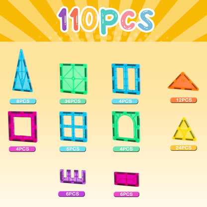 Magnetic Tiles, 110PCS Magnet Building Set, Magnetic Building Blocks,Construction STEM Toys for Kids, Gift for Boys Girls 🍁 All In One Marketplace Canada