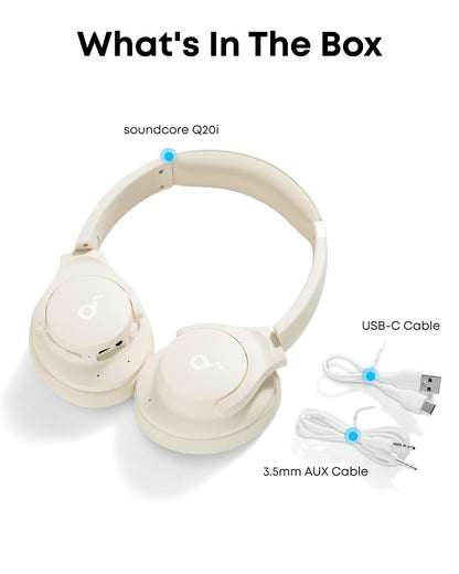 soundcore by Anker Q20i Hybrid Active Noise Cancelling Headphones, Wireless Over-Ear Bluetooth, 40H Long ANC Playtime, Hi-Res Audio, Big Bass, Customize via an App, Transparency Mode, Ideal for Travel 🍁 All In One Marketplace Canada