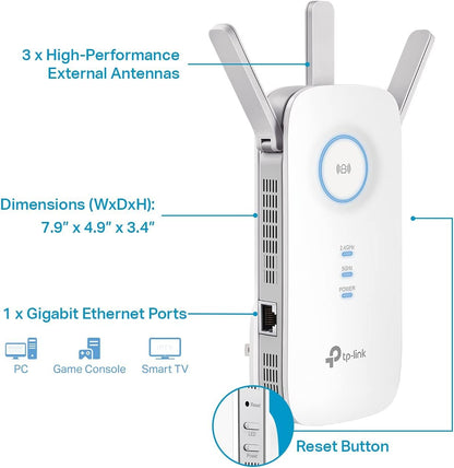 TP-Link AC1900 WiFi Extender (RE550), Covers Up to 2800 Sq.ft and 35 Devices, 1900Mbps Dual Band Wireless Repeater, Internet Booster, Gigabit Ethernet Port 🍁 All In One Marketplace Canada